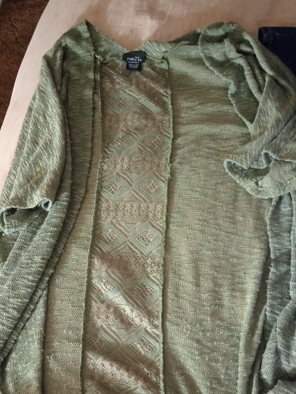Rue21 Light Olive Open-Front Knit Cardigan